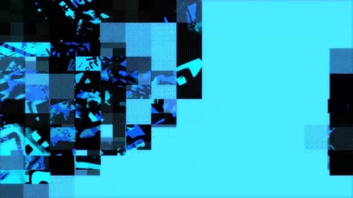 Newspaper texture Blue Strobe Glitch Mosaic
