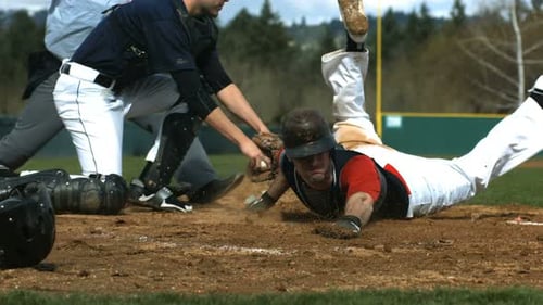 Baseball Player Slides Into Home Plate,