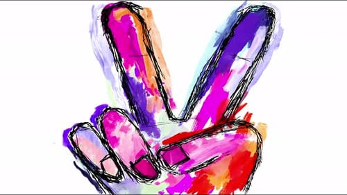 Vibrant hand Peace gesture animation in seamless loop