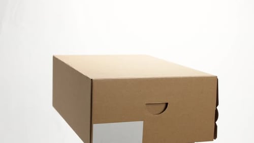 Close Up of a Tan Cardboard Box