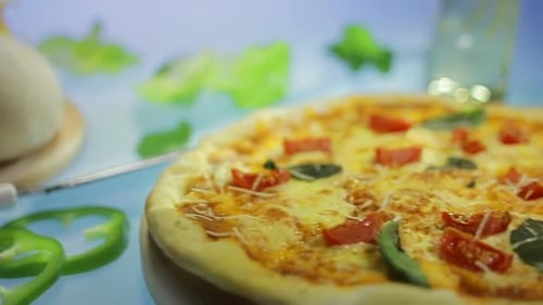 Ingredients For Cooking Pizza/Vegetarian Pizza Ingredients/Pizza Preparation/Pizza Dough, Cheese,...