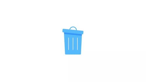 Animated Flat Design Trash Can Icon Revealing Waste