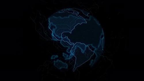 3D Blue Futuristic Earth Planet Map HUD. Technology infographic animation ,User Interface screen.