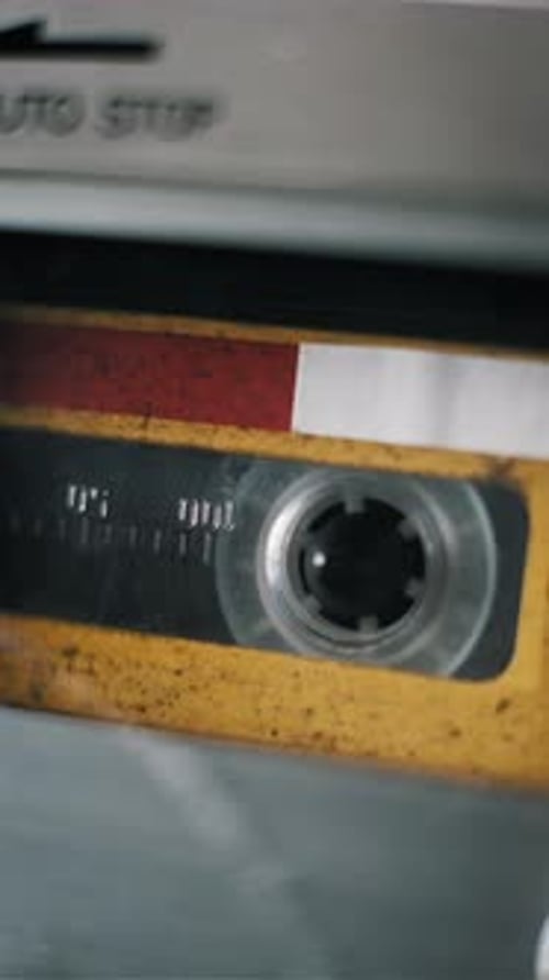 Vintage Audio Cassette Tape Player Spinning