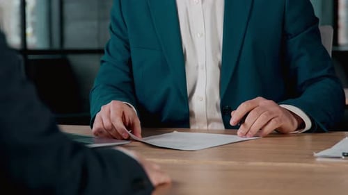 Close Up Unrecognizable Businessman Signing Contract in Office Two Partners Deal Startup Project