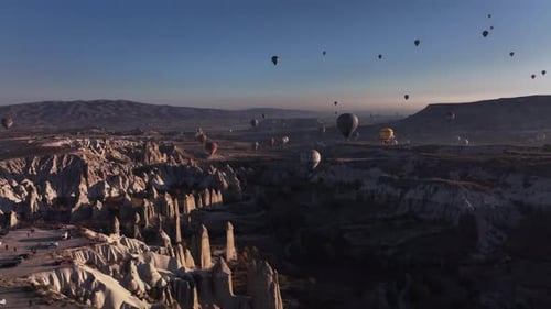 Morning Balloon Departure From The Hill In Cappadocia