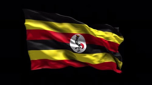 Uganda Flag Waving Realistic 3D Animation