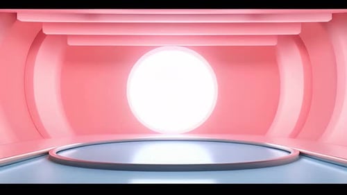 Podium Futuristische Vitrine mit Plattform für Produktausstellungen. Leeres modernes Bühnendisplay