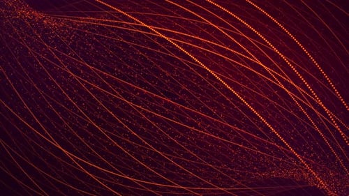 Abstract glowing red orange structure made of hi-tech lines and bright particles. Seamless VJ loop