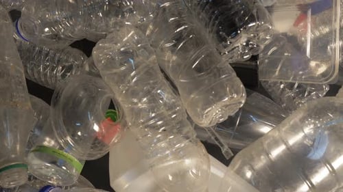 Plastic Water Bottles for Recycling, Overhead Shot