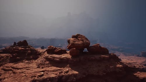 Massive Rock Formation in Desert