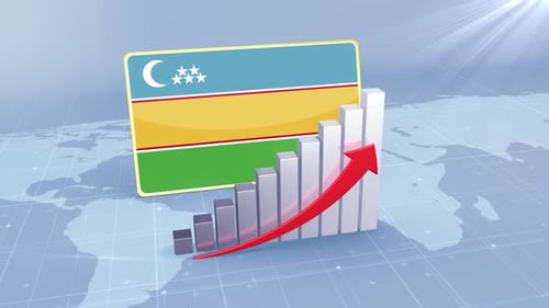 Karakalpakstan Economic Growth Bar Chart Graph Rising Red Arrow