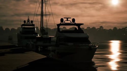 Golden Sunset Over Luxury Yachts Marina