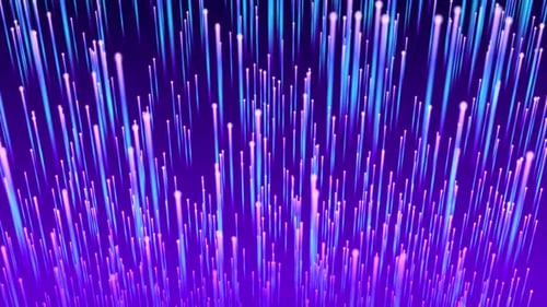 Optical fiber purple neon color. Digital data transfer blue background