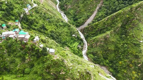 Aerial View of Winding Road through Green Mountains – Yulla Trek, Himachal