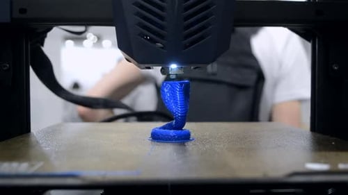 Abstract Object Printing 3D Printer Molten Plastic Closeup 3D Printer Printing