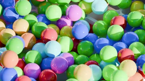 Colorful Spheres Filling Geometric Grid Fluid Animation