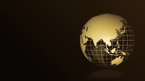 Spinning 3d Globe with a grid over dark background