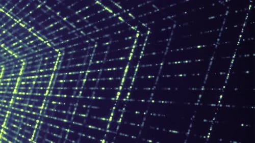 Futuristic Digital Grid Tunnel Animation in Neon Green