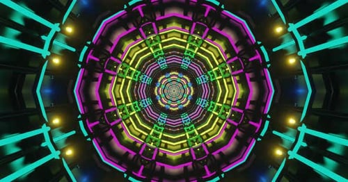 Bright Beats Corridor: Sci-Fi Dance Delight
