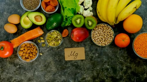 Magnesium Rich Food Displayed Overhead