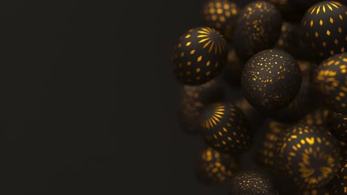 Elegant Abstract Golden Patterned Spheres Floating Animation