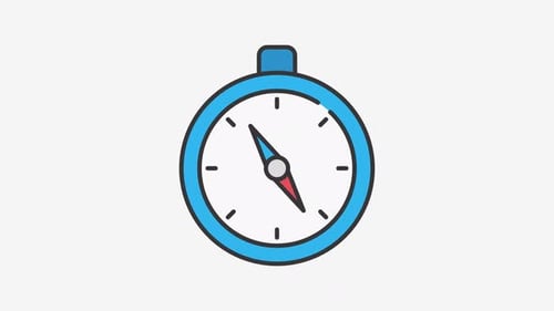 Animated Flat Design Compass Icon Pointing Direction