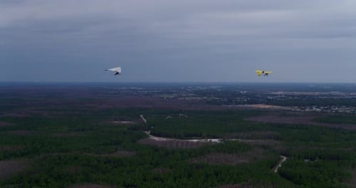 Orlando, Florida / USA - September 14, 2018: Hang Gliding Over Orlando,