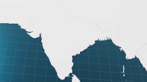 Blue India 3d Map with Pointer Pin Surrounded with Other Countries in White Political Map with