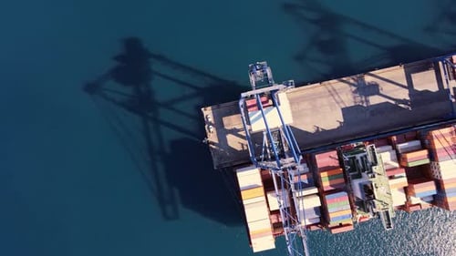 Container Cargo Vessel at Industrial Port in Import Export Business Logistic