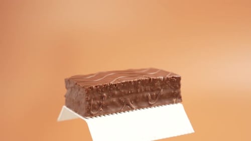 Chocolate Brownie Dessert on White Corrugated Stand