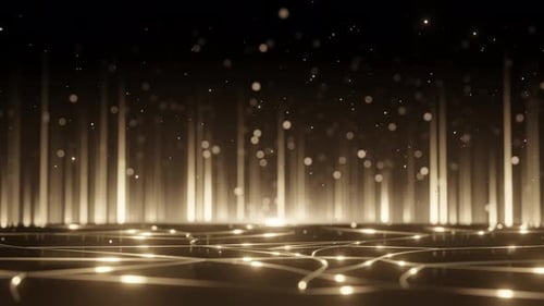 Elegant Golden Light Beams and Particle Network Background