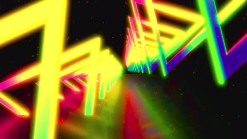 Vibrant abstract neon light tunnel for dynamic presentations and futuristic backgrounds