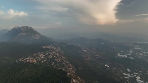 Fly Over the Clouds Above the Summit High Peaks at Dawn are Wonderful Natural Landscapes