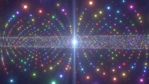 Colorful Glowing Particle Lights Tunnel Abstract Space Motion Background