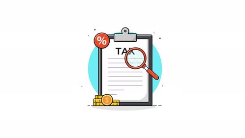 Animated Flat Design Tax Analysis Clipboard Icon