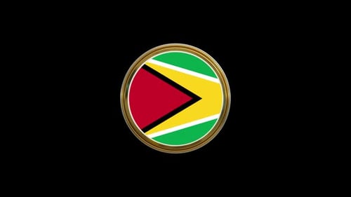 Guyana Flag Circle Icon Loop Animation