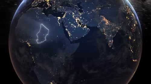 Realistic Earth Orbit and Zoom Glowing Borders Chad