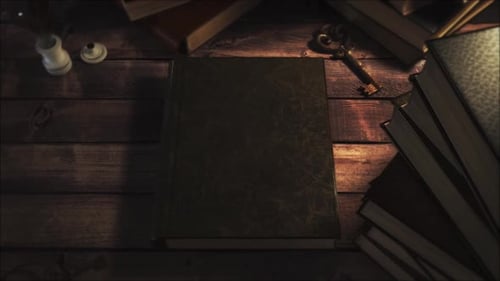 Vintage Book Opening with Blank Aged Pages Reveal Animation