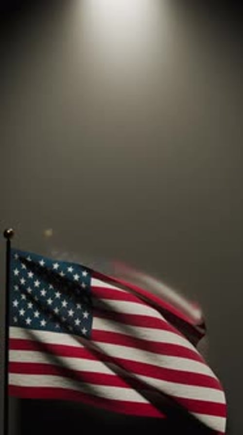 Waving American Flag Spotlight Vertical Reveal