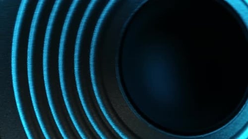 Moving Loudspeaker In Audio System Playing Music Close Up