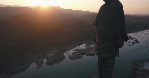 Reveal Drone Shot Of Statue Of Unity Monument