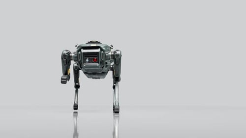 Quadruped robot rotating in demo motion