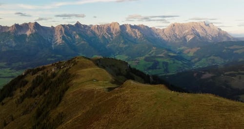Magnificent Drone View Of Austria's Mountain Landscape