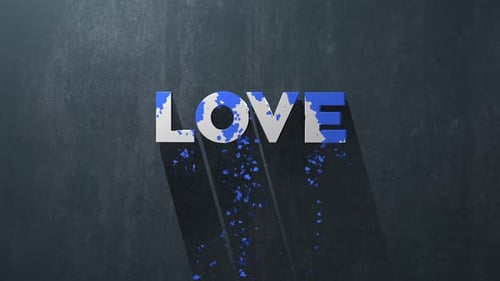Love Text Cracked Blue