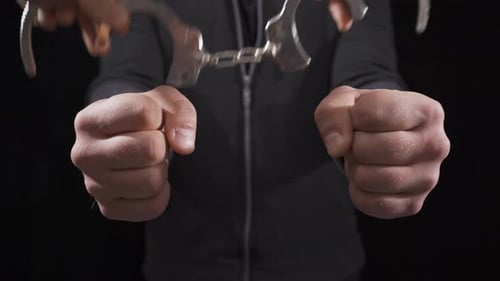 Hands Being Handcuffed in Close Up Shot