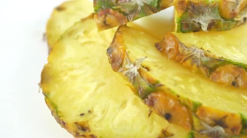 Close-Up of Sliced Tropical Pineapple Fruit