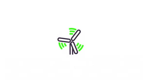 Animated Wind Turbine Icon With Green Energy Waves