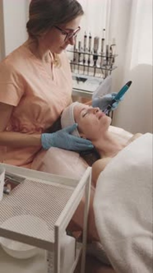 Professional Microneedling Procedure at Beauty Clinic