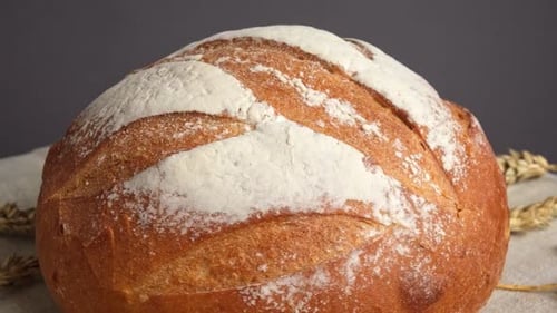 Baked Bread Loaf of Bread Fresh Bakery Products Healthy Food Concept Front View Homemade Sourdough